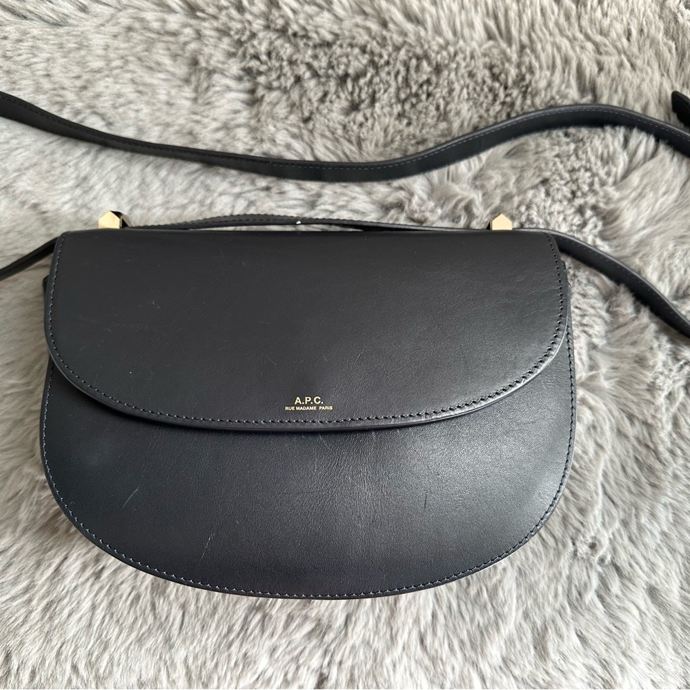 A.P.C. Midnight Blue Leather Crossbody Bag